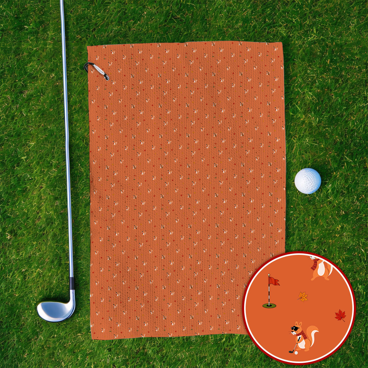 Fall Pattern Golf Towels, Autumn Squirrel Golf Towel, Crazy Golf Gift For Golfer