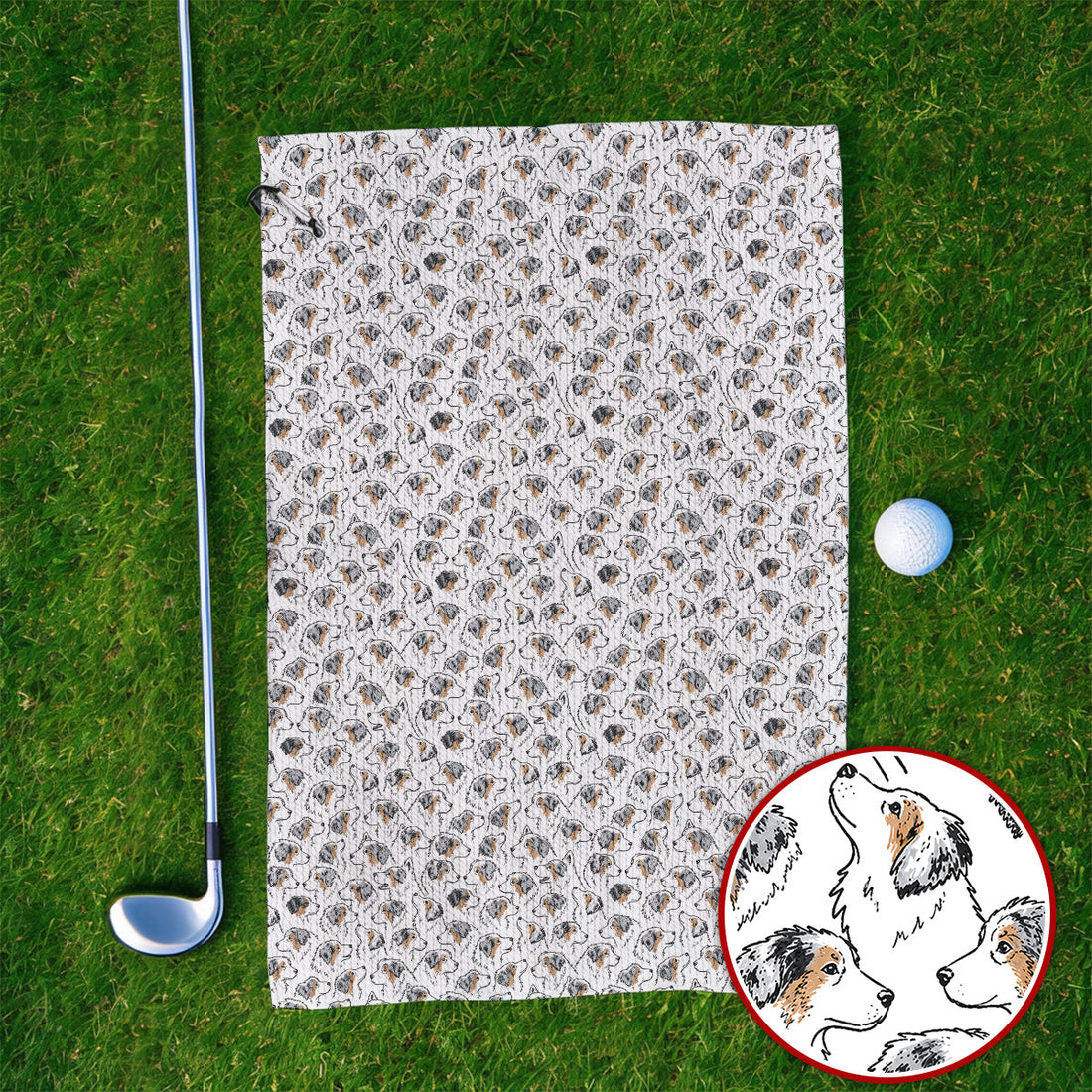 Australian Shepherd Golf Towels, Aussie Dog Pattern Golf Towels, Golf Gift For Golfer