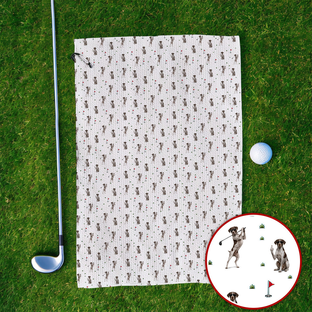 Crazy Pointer Pattern Golf Towel, German Shorthaired Pointer Golf Towels, Golf Gift For Golfer