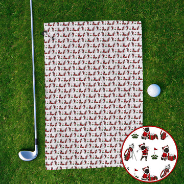 Christmas French BullDog Pattern Golf Towels, Funny Santa French BullDog Holiday Golf Towel, Xmas Golf Gift For Golfers