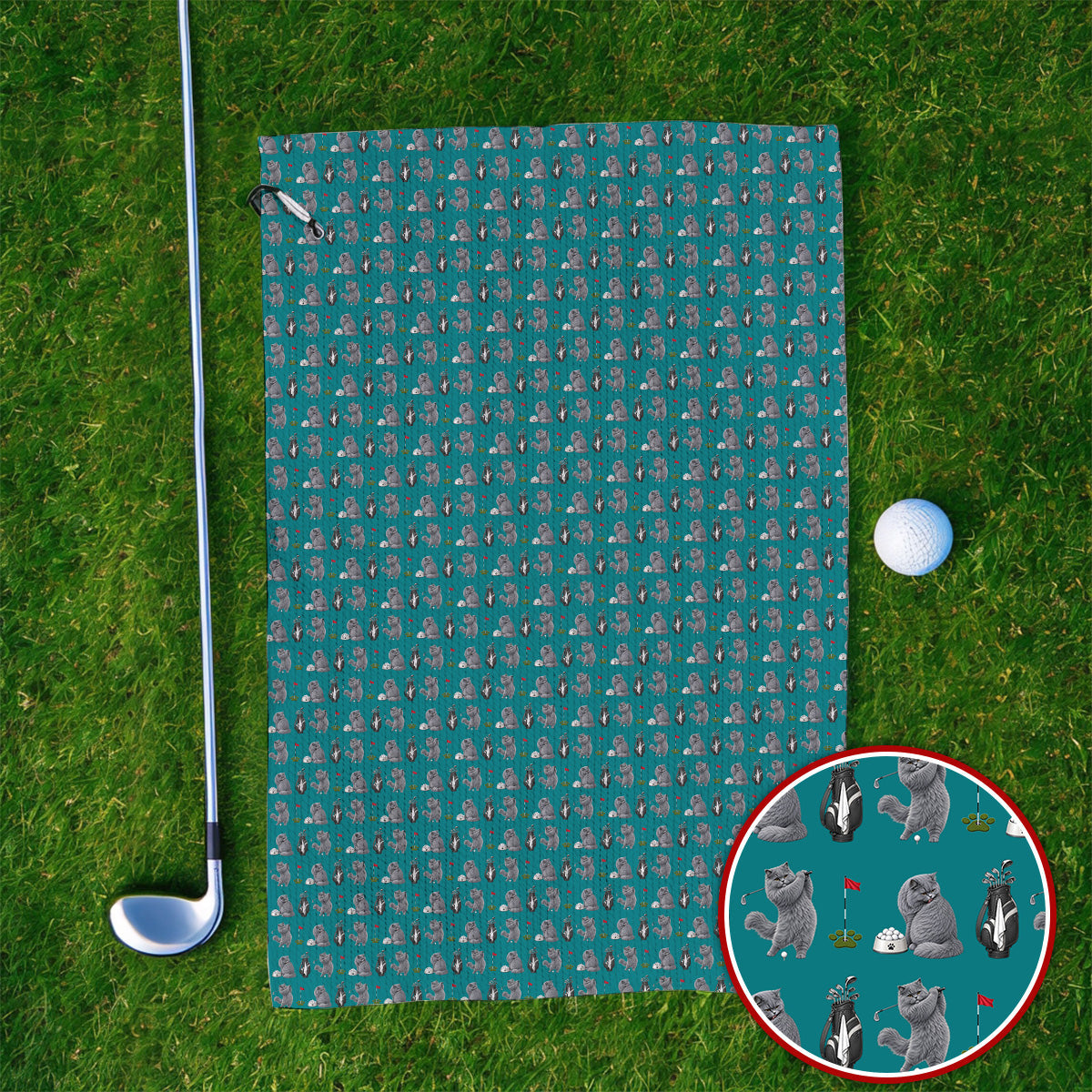 British Shorthair Golf Towel, Cute British Shorthair Pattern Golf Towels, Golf Gift for Cat Lovers
