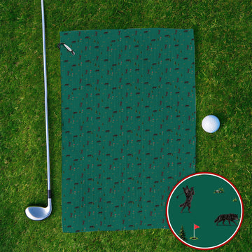 Black Wolf Pattern Golf Towels, Crazy Wolf Golf Towel, Wilderness Golf Gift for Golfers