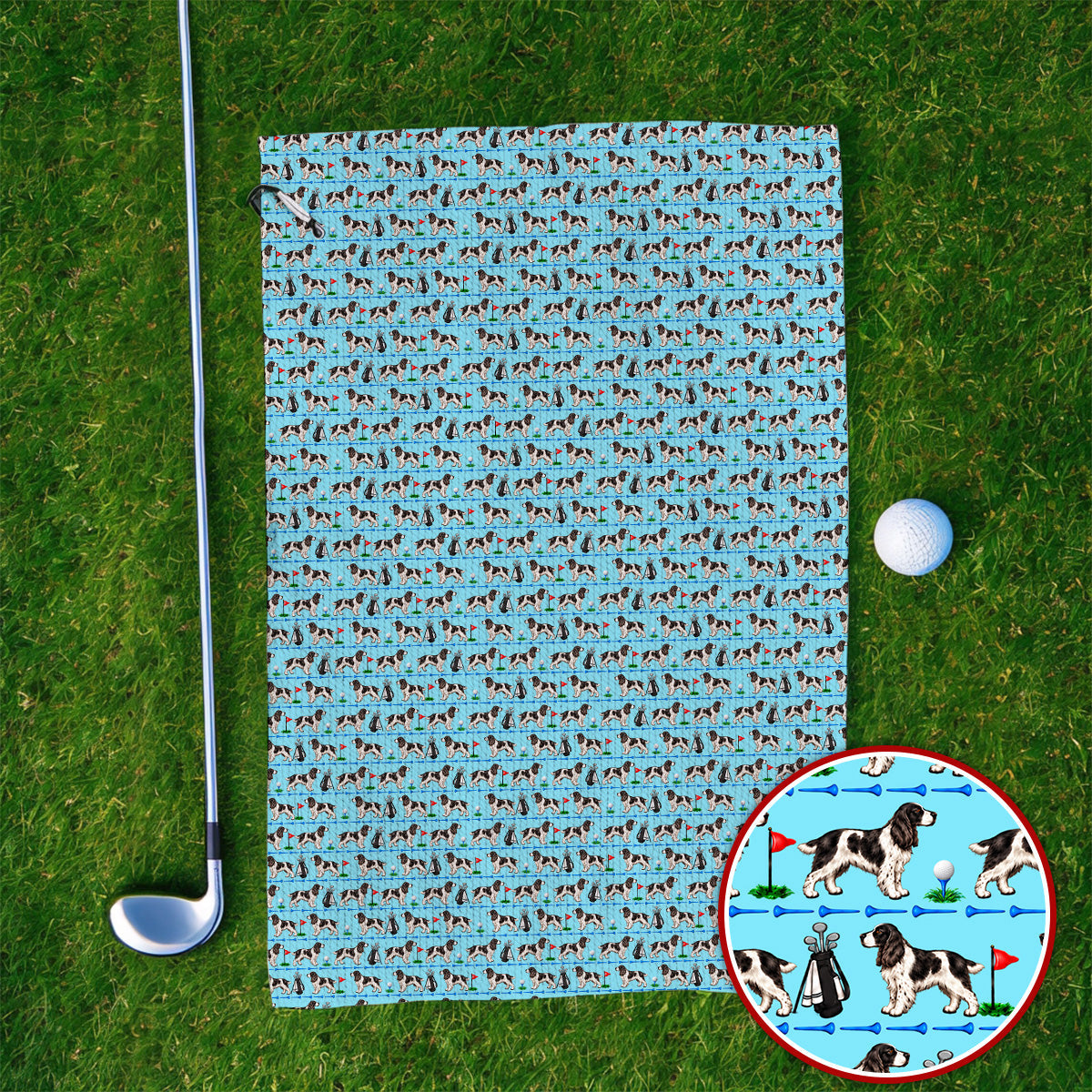 English Springer Spaniel Golf Towels, Crazy Pattern Golf Towel For Dog Lovers, Golf Gift For Golfer