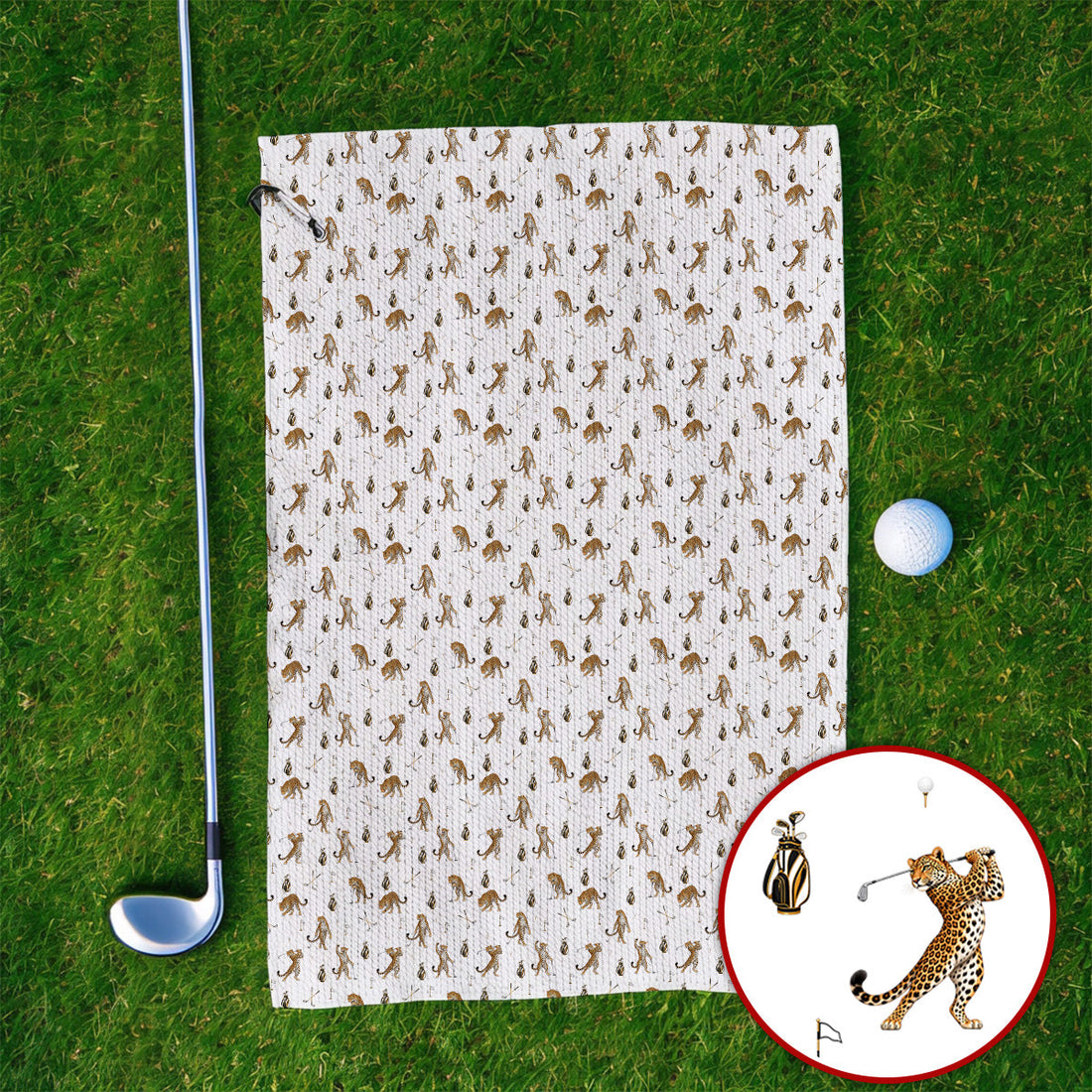 Funny Leopard Golf Towels, Leopard Golf Pattern Towel, Golf Gift For Golfers