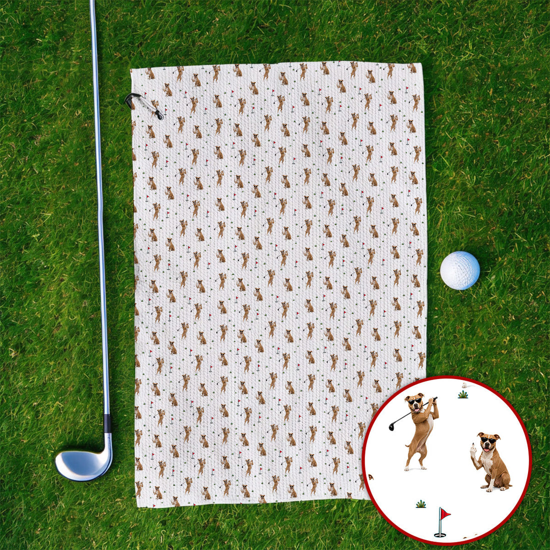 Pit Bull Golf Towel, Funny Pit Bull Pattern Golf Towels for Dog Lovers, Golf Gift for Golfer
