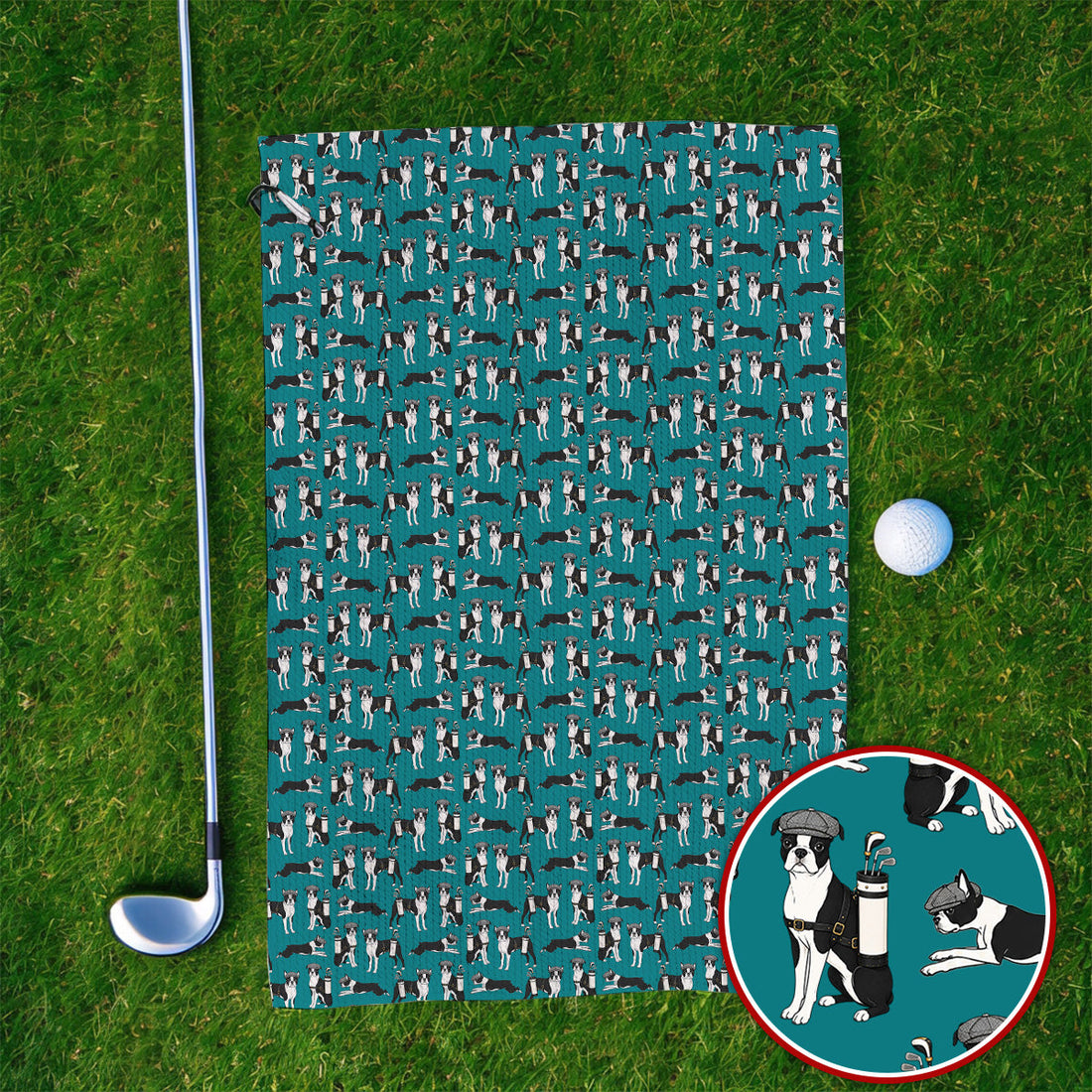 Boston Terrier Pattern Golf Towels, Boston Terrier Golf Towel, Funny Golf Gift For Golfer