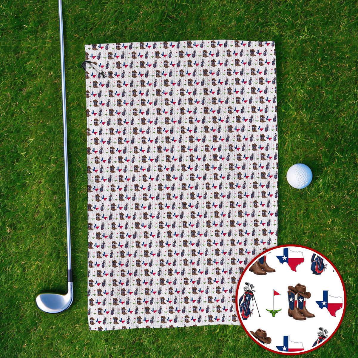 Texas Cowboy Golf Towels, Western Texas Golf Pattern Towel, Crazy Golf Gift For Golfer