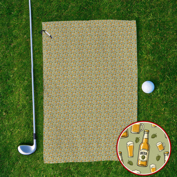 Beer Pattern Golf Towel, Funny Beer Golf Towels, Golf Gift For Beer Lovers