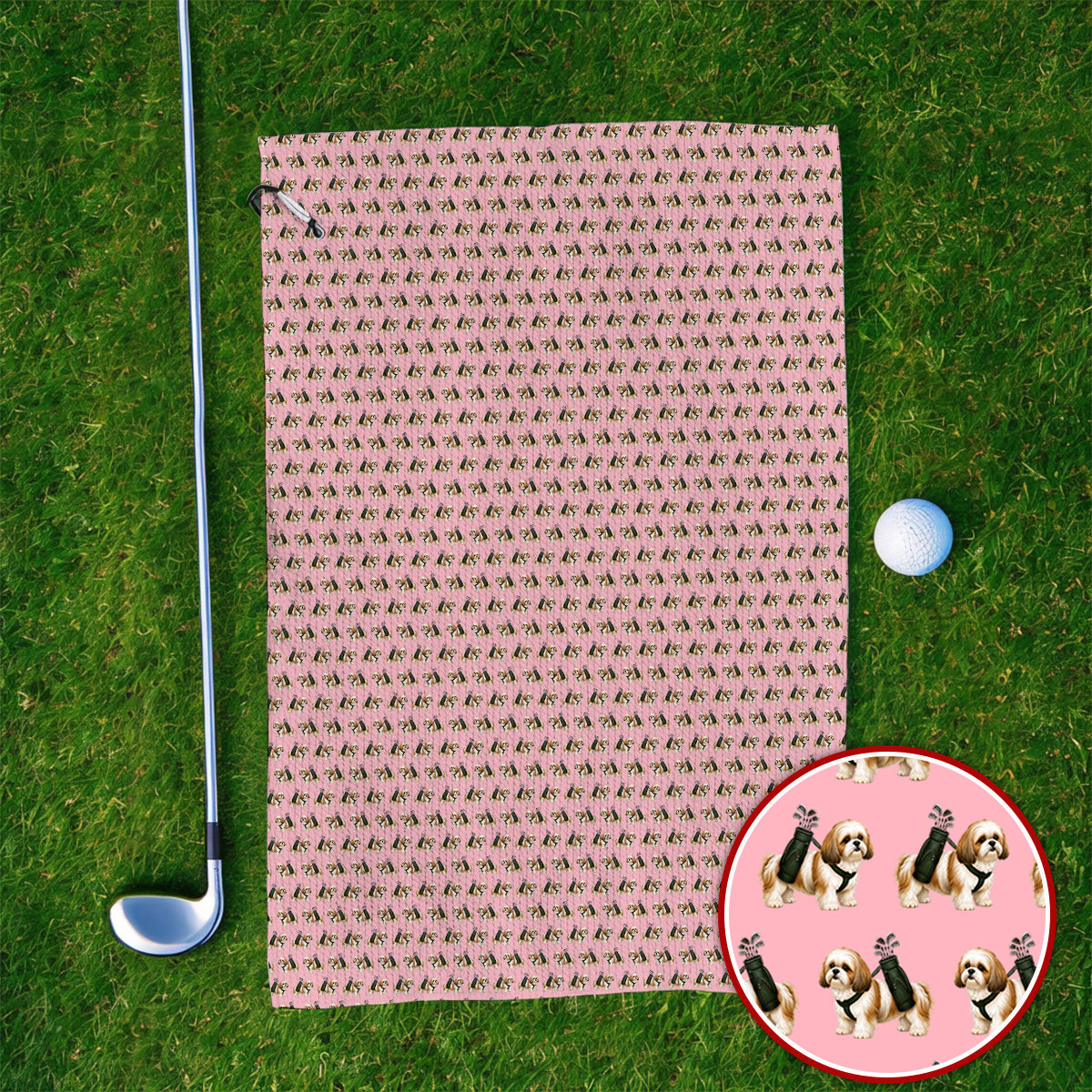 Shih Tzu Golf Towels, Cute Shih Tzu Pattern Golf Towel, Golf Gift For Golfer