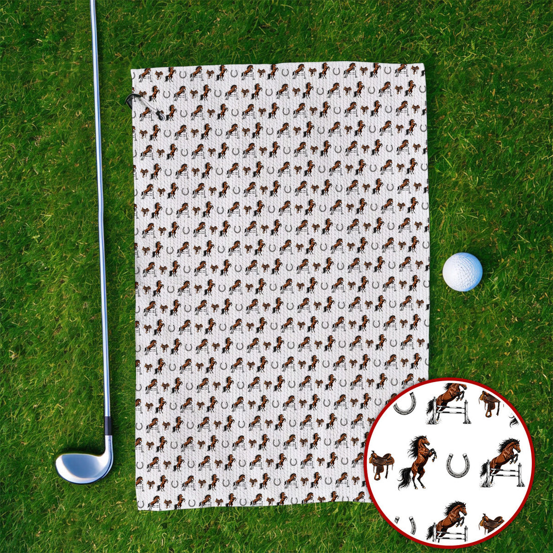 Funny Horse Golf Pattern Towel, American Quarter Horse Golf Towels, Western Horse Gift for Golfers