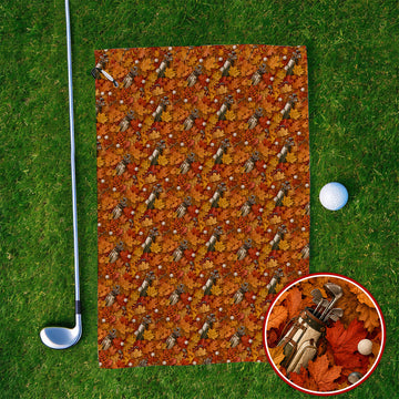Autumn Golf Towels, Fall Leaves Pattern Golf Towel, Maple Leaf Golf For Golfer