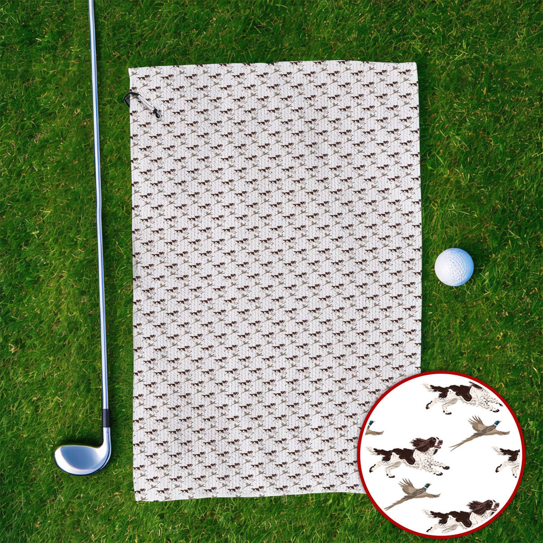 English Springer Spaniel Golf Towels, Crazy Dog Pattern Golf Towel, Golf Gift For Golfers