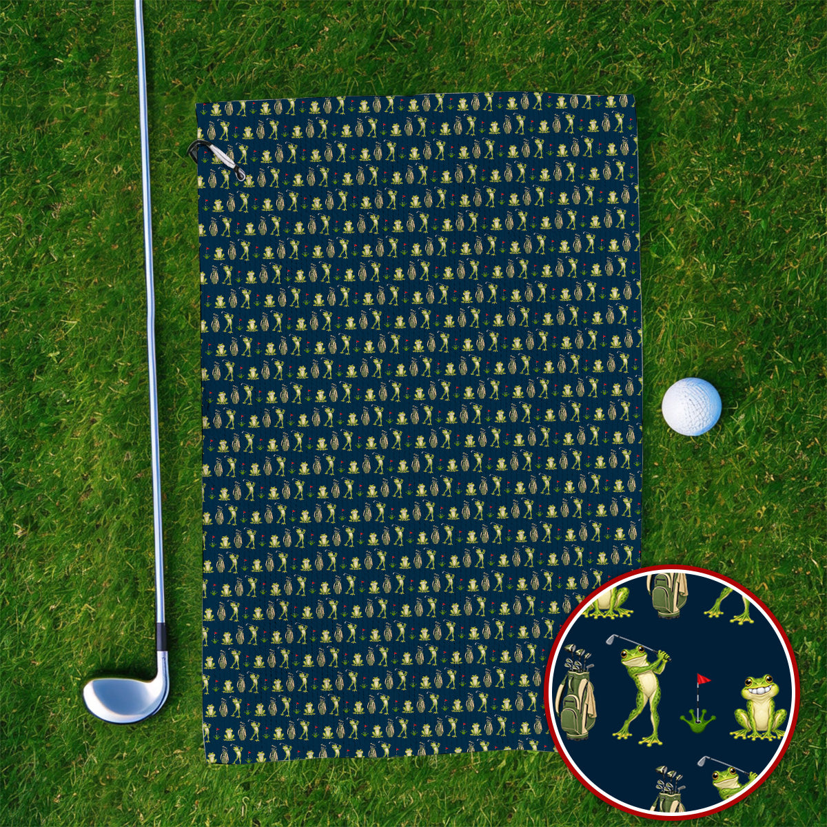 Frog Golf Towels, Cute Frog Golf Pattern Towel, Crazy Golf Gift For Golfers