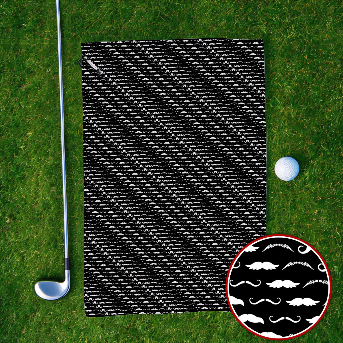 Funny Mustache Golf Towels, Movember Pattern Golf Towel, Golf Gift for Golfers