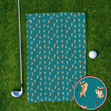 Funny Corgi Pattern Golf Towel, Pembroke Welsh Corgi Golf Towels, Golf Gift For Golfer