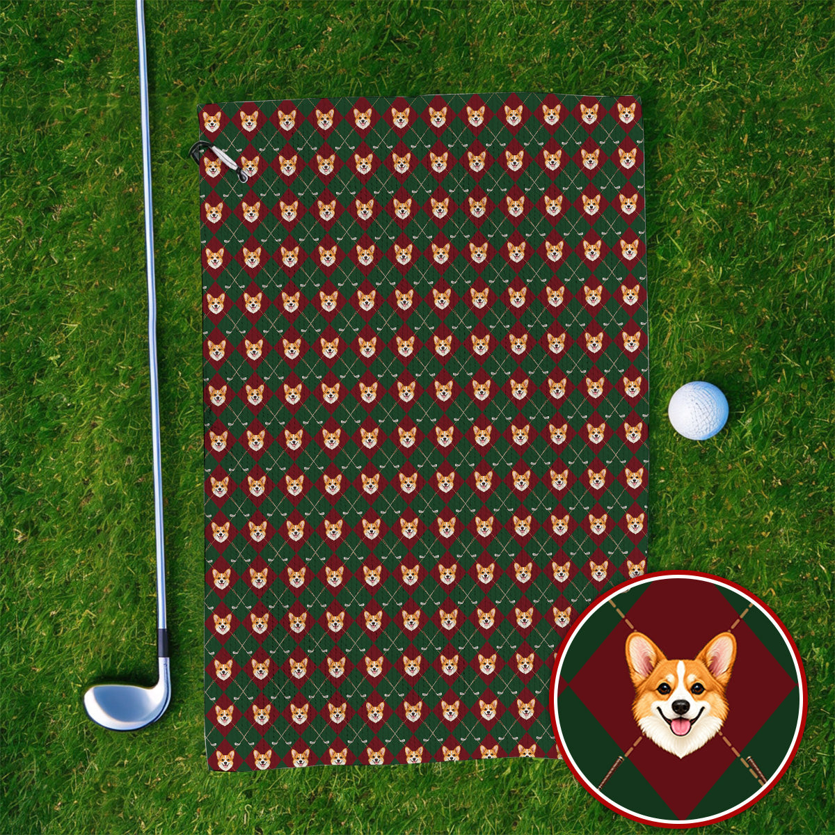 Corgi Christmas Golf Towels, Crazy Corgi Pattern Golf Towel, Xmas Golf Gift For Golfers