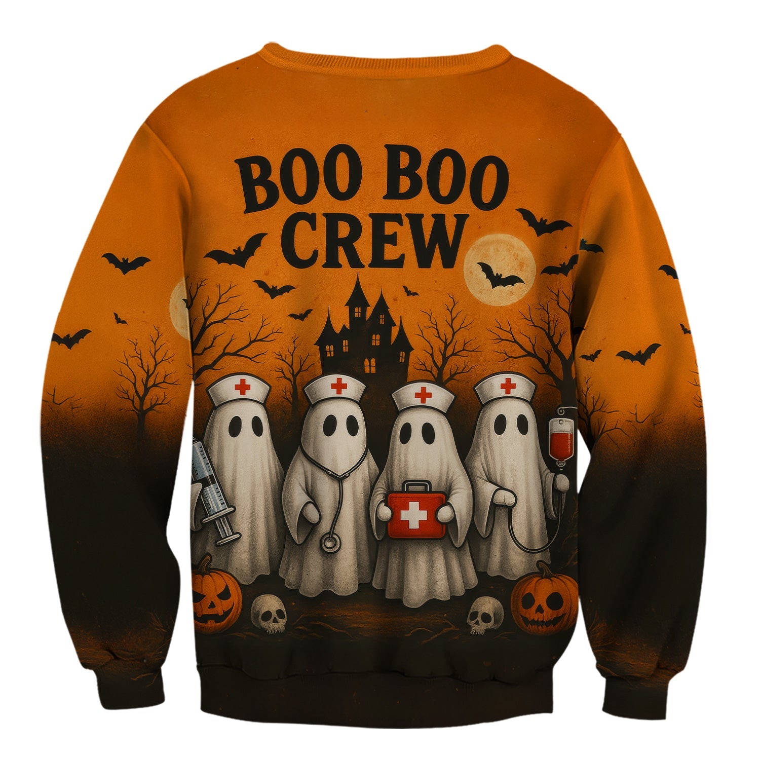 Personalized Boo Boo Crew Nurse Shirt - Halloween Ghost & Caduceus Graphic - Custom Gift for RN CNA LPN Healthcare Workers