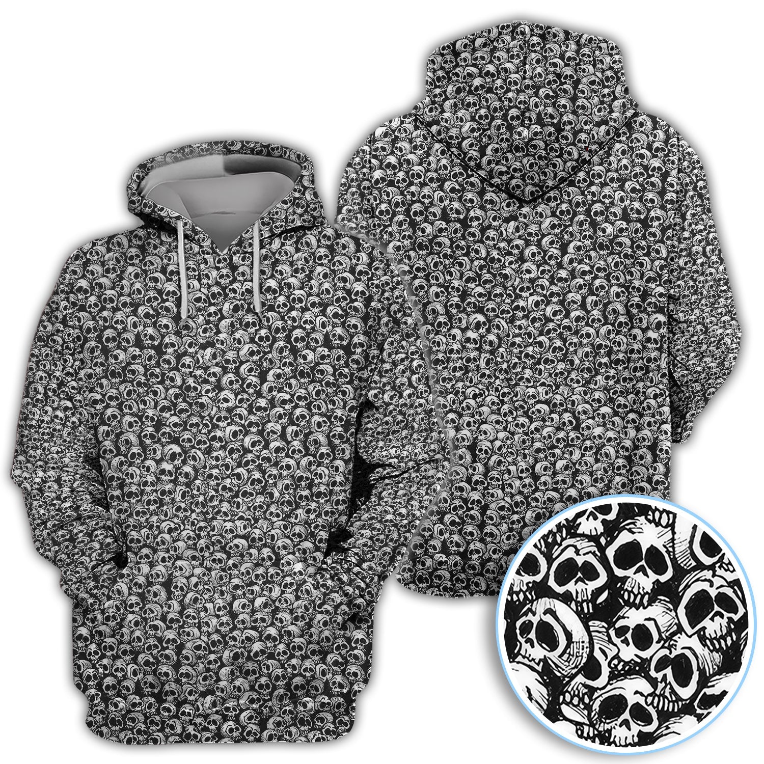 Gothic Skull Pattern Golf Shirt, Dark Skeleton Print Polo Shirt, Halloween Style Shirt
