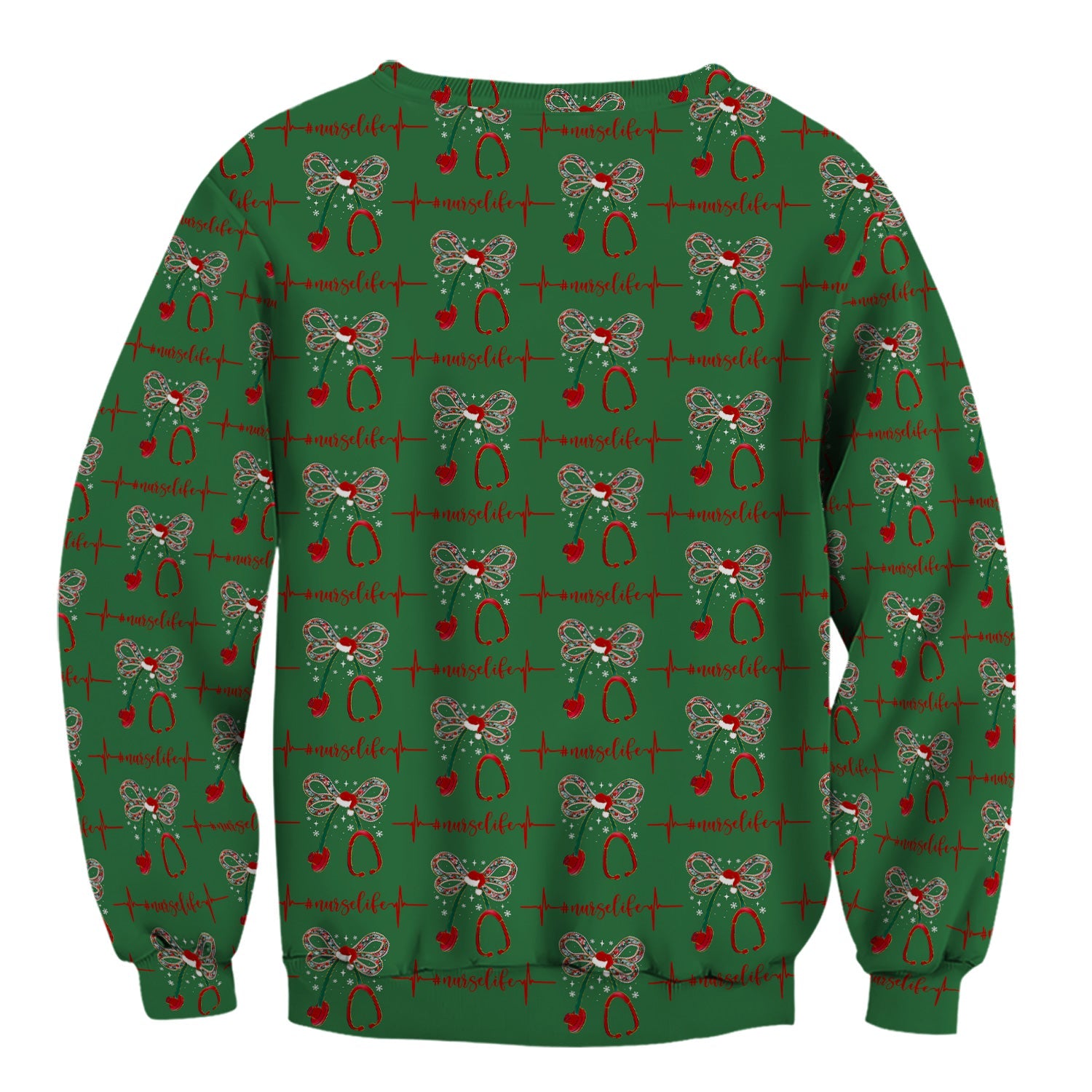 Festive Nurse Life Christmas Shirt - Christmas Stethoscope & Heartbeat Graphic Tee - Gift for RN LPN CNA Healthcare Staff