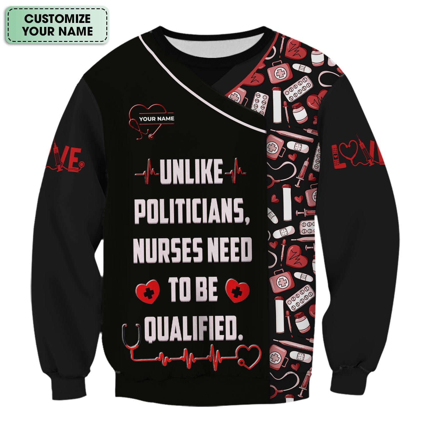 Custom Name Need To Be Qualified Cotton Nurse Shirt, Personalized Funny Nurse Graphic Shirt, Breathable Fabrics Nursing Uniform