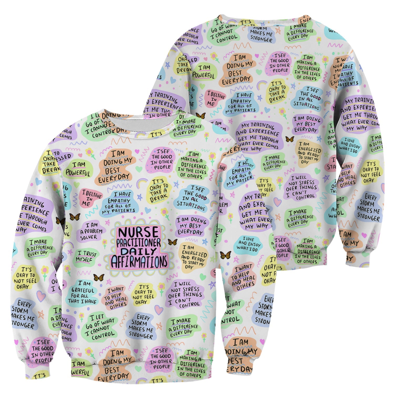 Personalized Nurse Practitioner Shirt - Daily Affirmations Pastel Design - Motivational Gift for RN LPN CNA Women