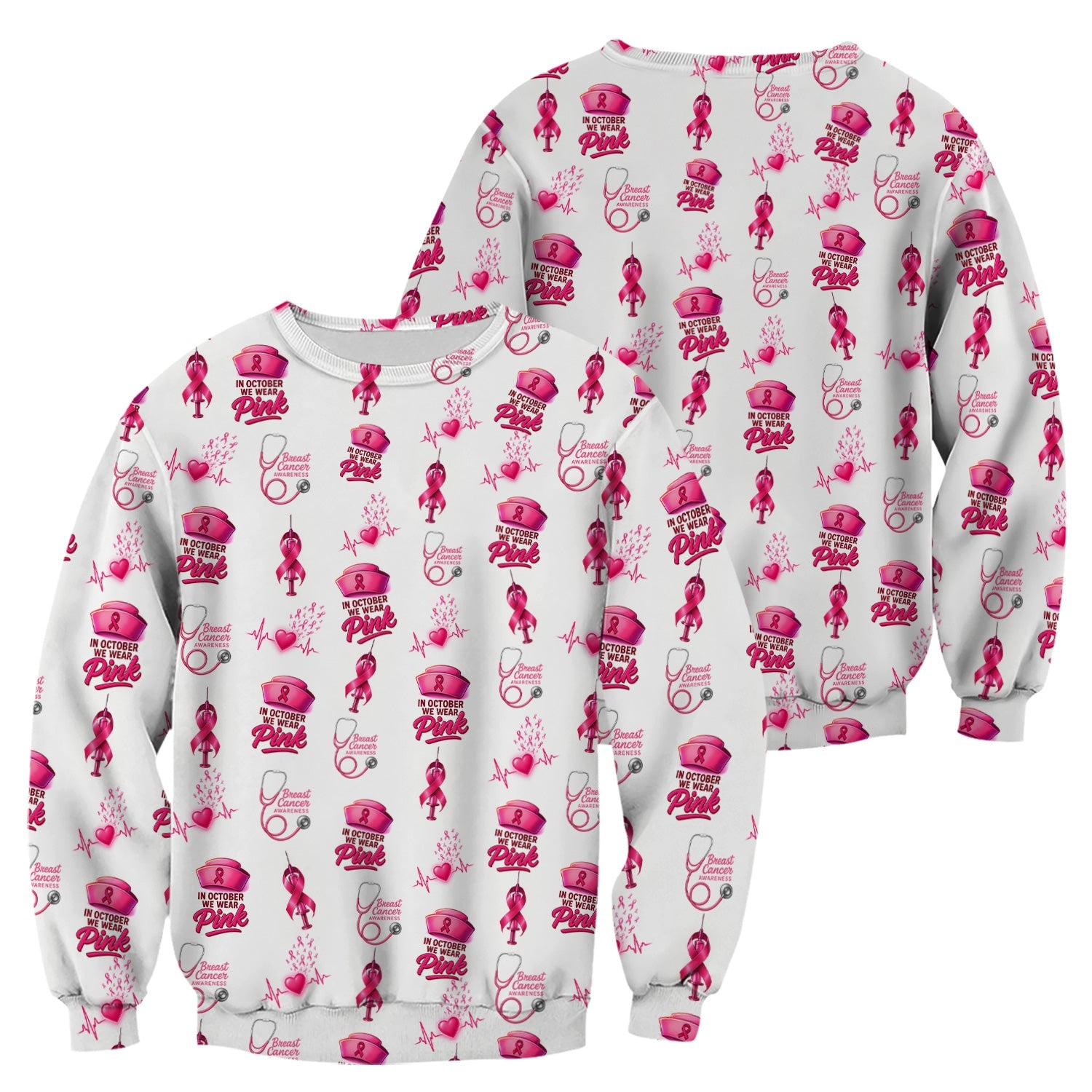 Breast Cancer Awareness Nurse Shirt - Supportive Nurse October Graphic Tee - Gift for RN LPN Healthcare Workers