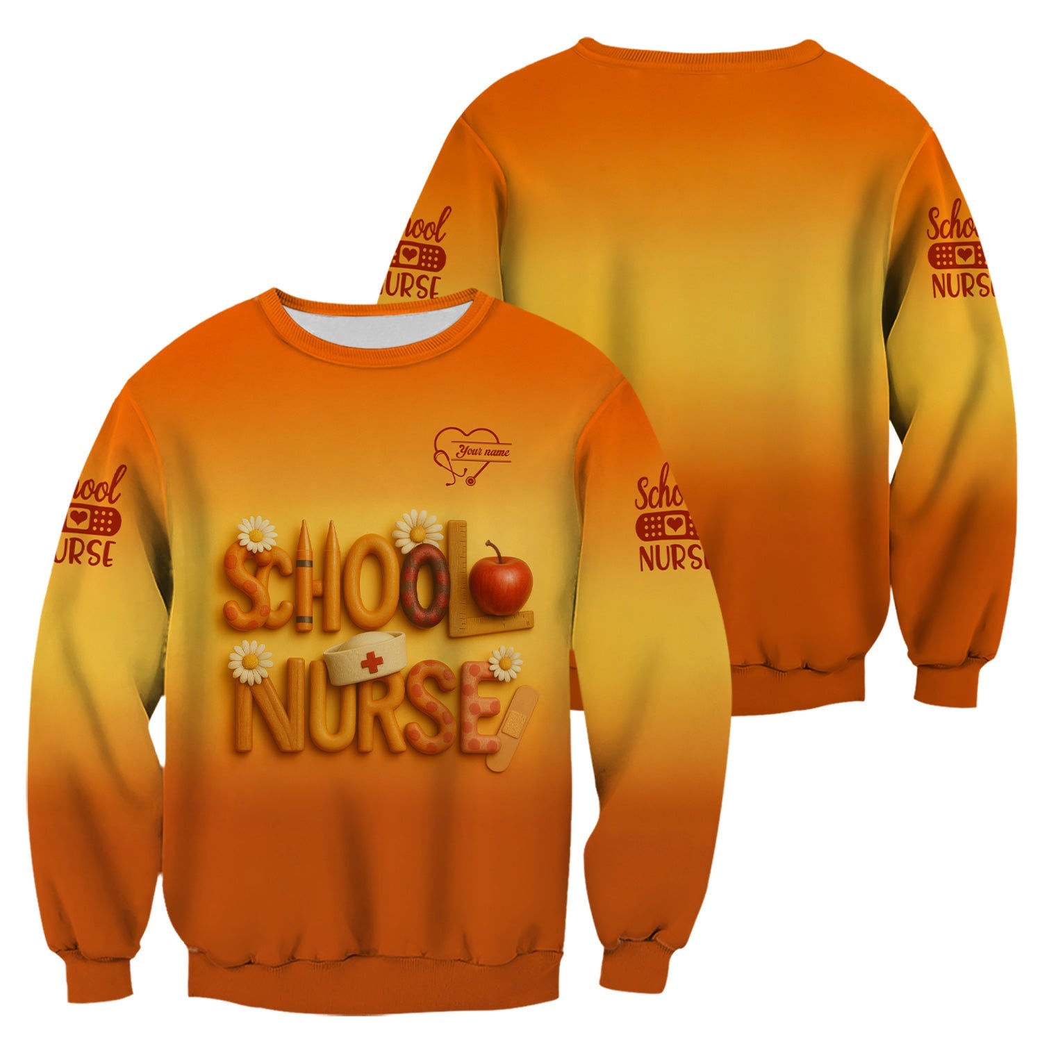 Personalized School Nurse T-Shirt - Fun Classroom & Medical Icon Design - Thoughtful Gift for School RN LPN Healthcare Staff
