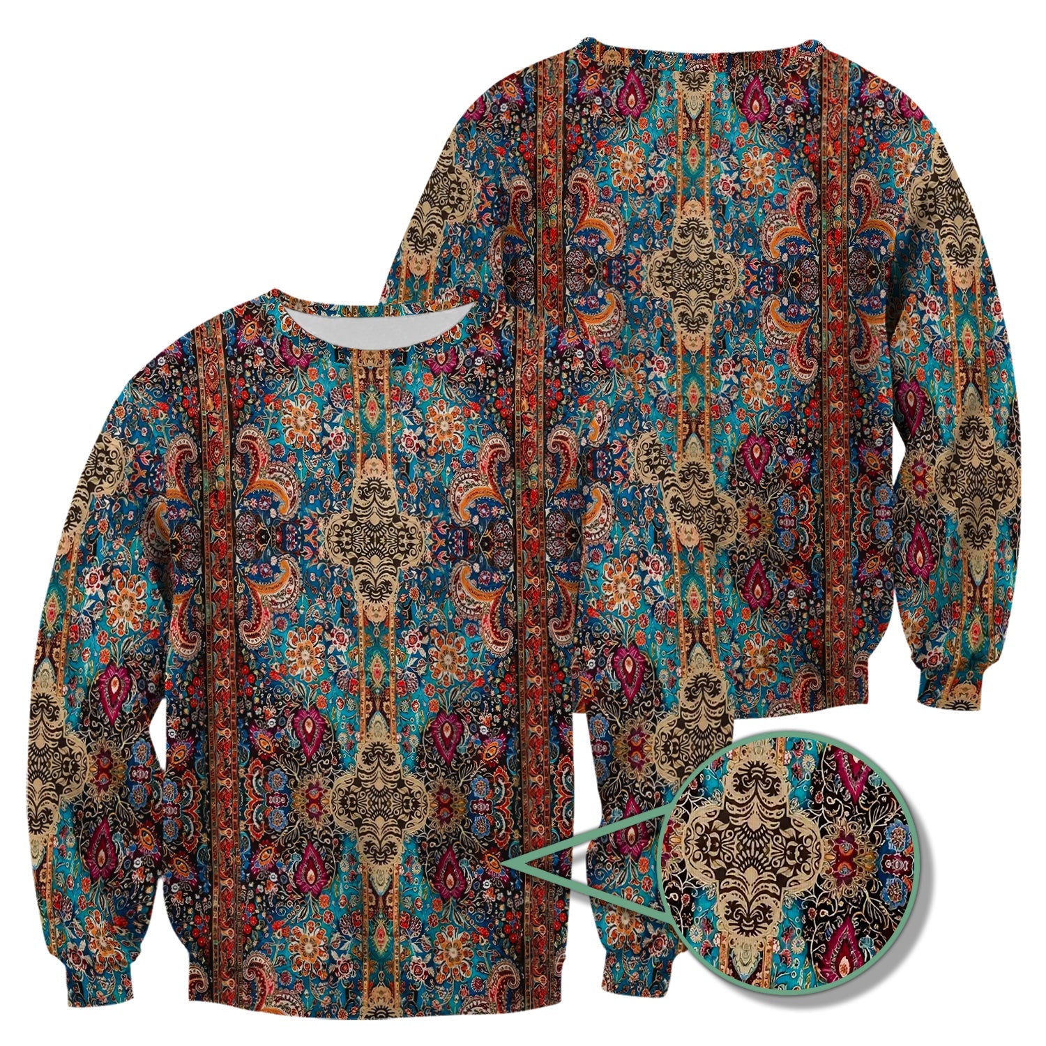 Boho Hippie T-Shirt - All-Over Print Psychedelic Paisley Graphic - Gift for Women RN LPN & Healthcare Workers