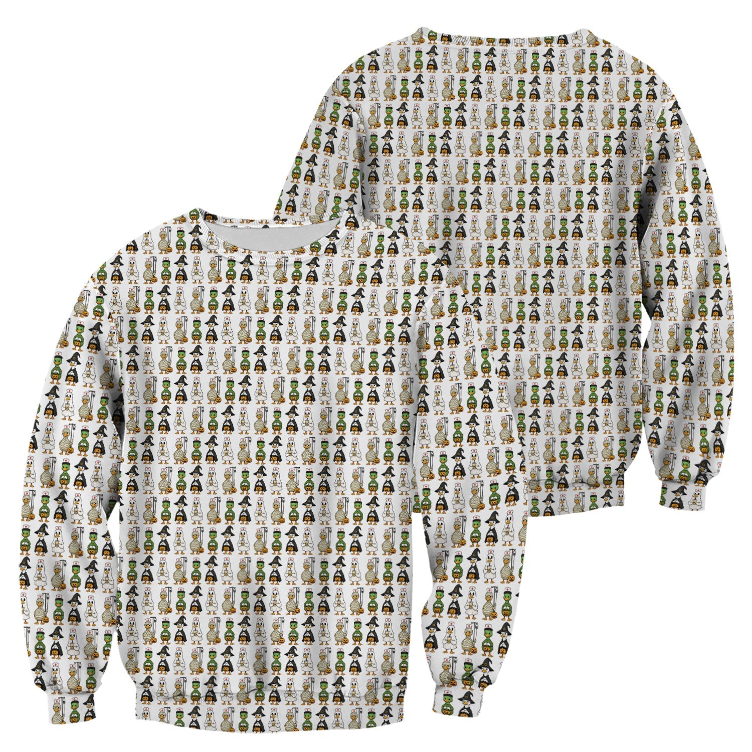 Funny Nurse Halloween T-Shirt - Cute Duck in Halloween Costumes Pattern Design - Gift for Women RN LPN & Healthcare Workers