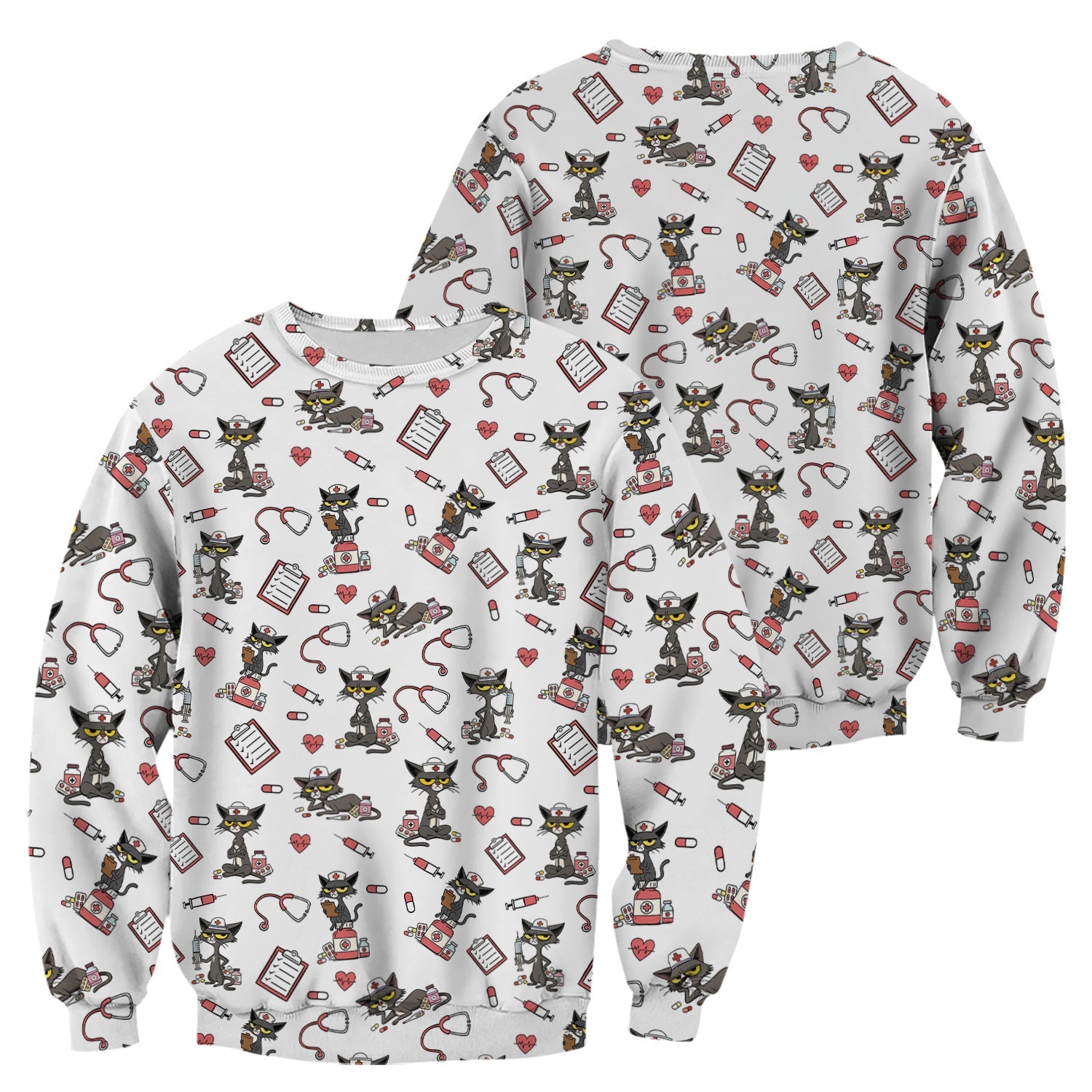 Personalized Funny Nurse Cat Shirt - Cute Black Cat with Stethoscope & Pills - Gift for RN CNA LPN