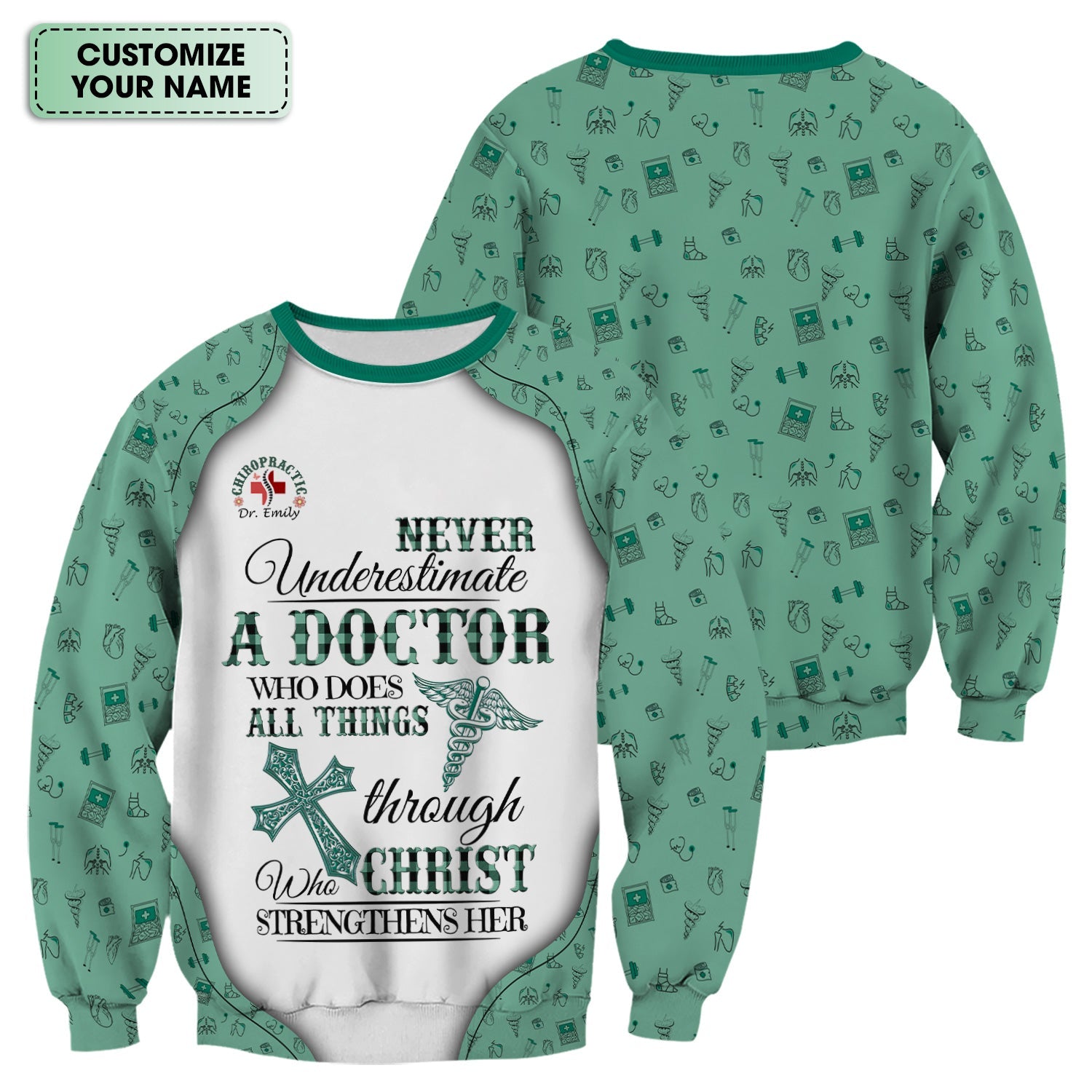 Custom Christian Nurse Shirt - All Things Through Christ Graphic Tee - Gift for Women Doctors & Medical Professionals