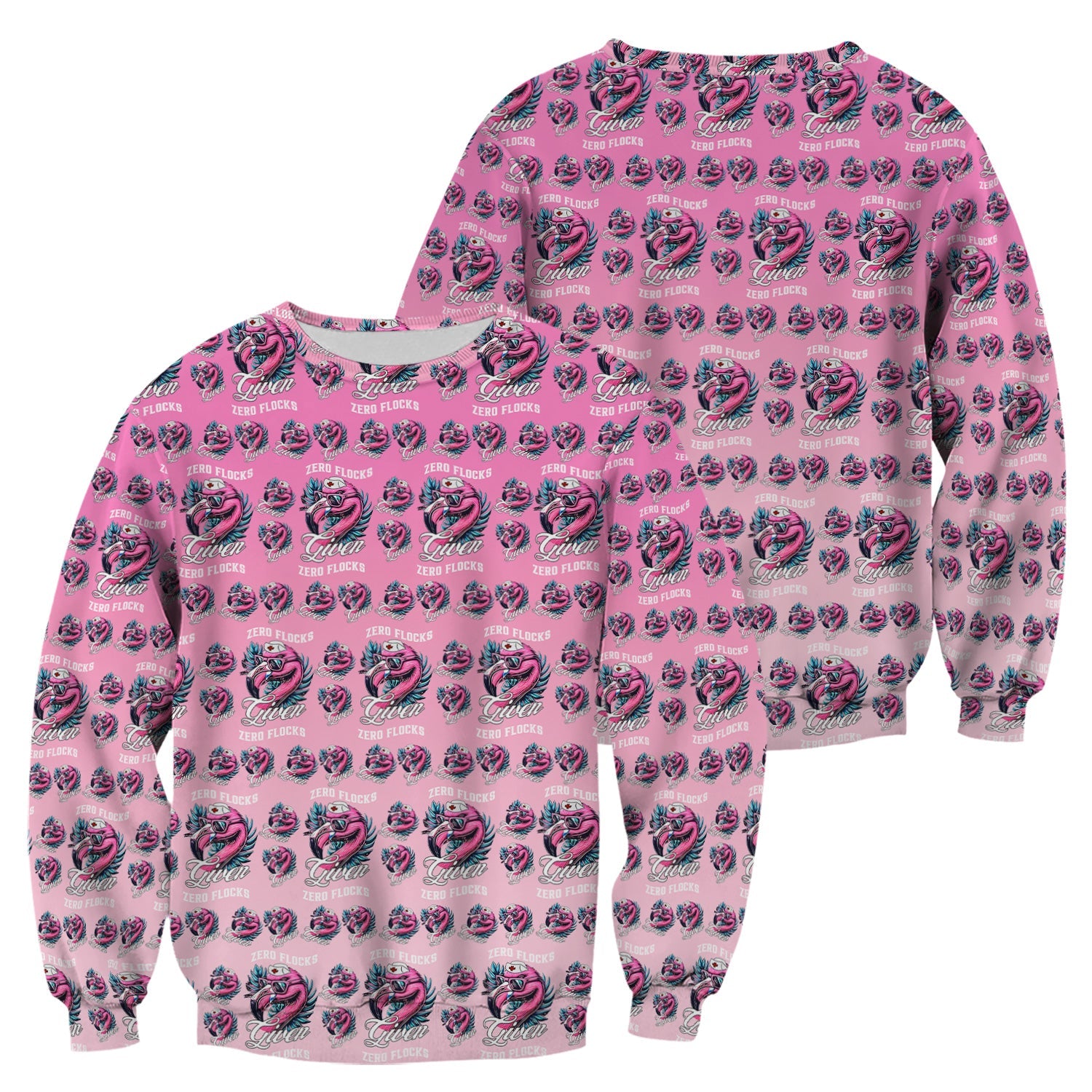 Funny Flamingo Nurse Shirt - Zero Flocks Given Pink Graphic Tee - RN LPN CNA Healthcare Workers Gift
