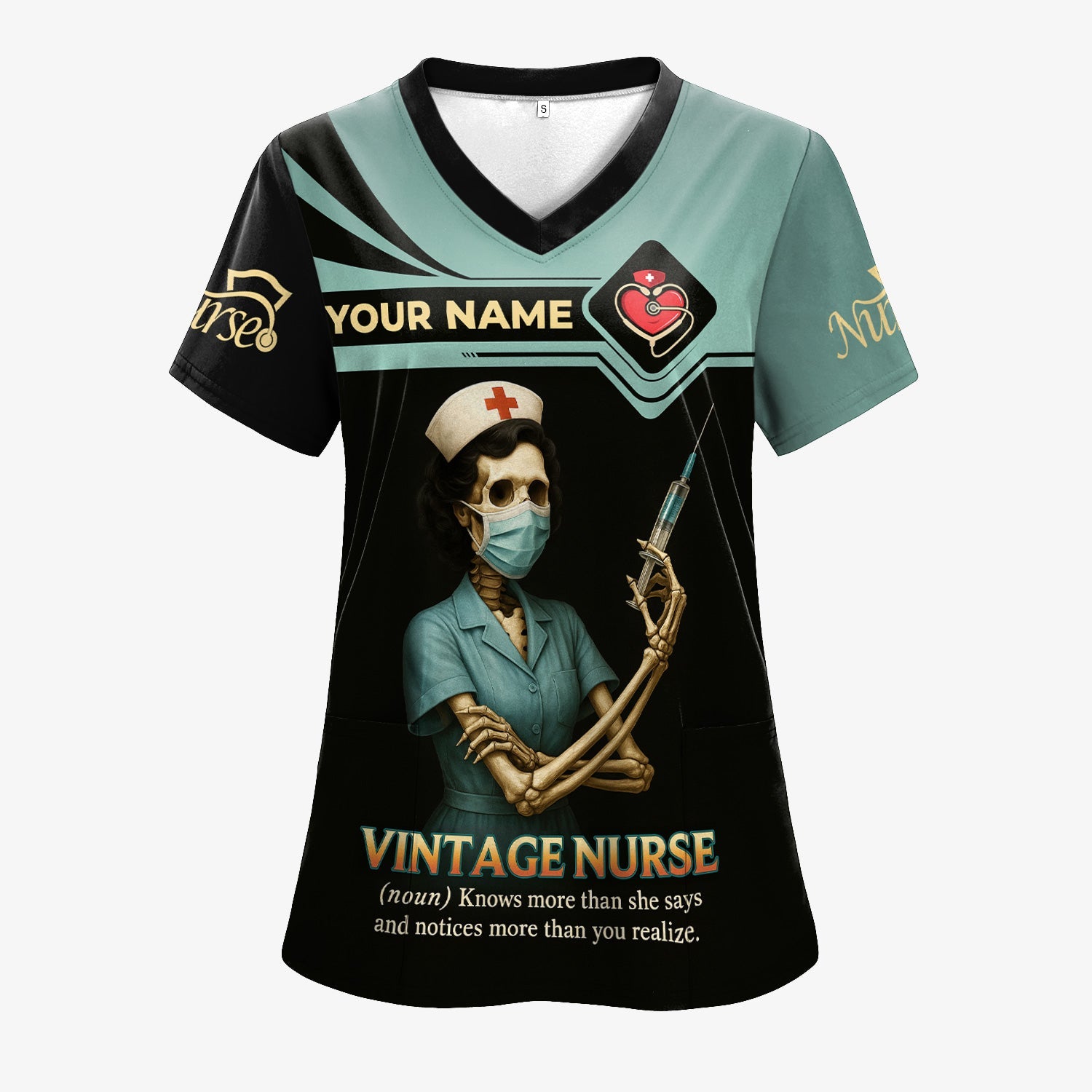 Vintage Nurse Shirt - Personalized Funny Skeleton Nurse Tee with Name - Great Gift for Nurses
