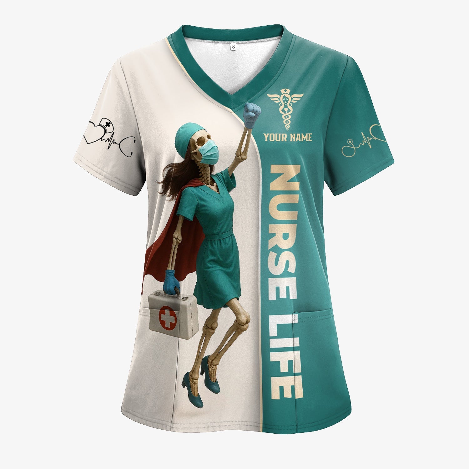 Superhero Nurse Shirt - Custom Skeleton Nurse Life Tee with Cape & Quote - Bold Gift for RN, LPN, CNA