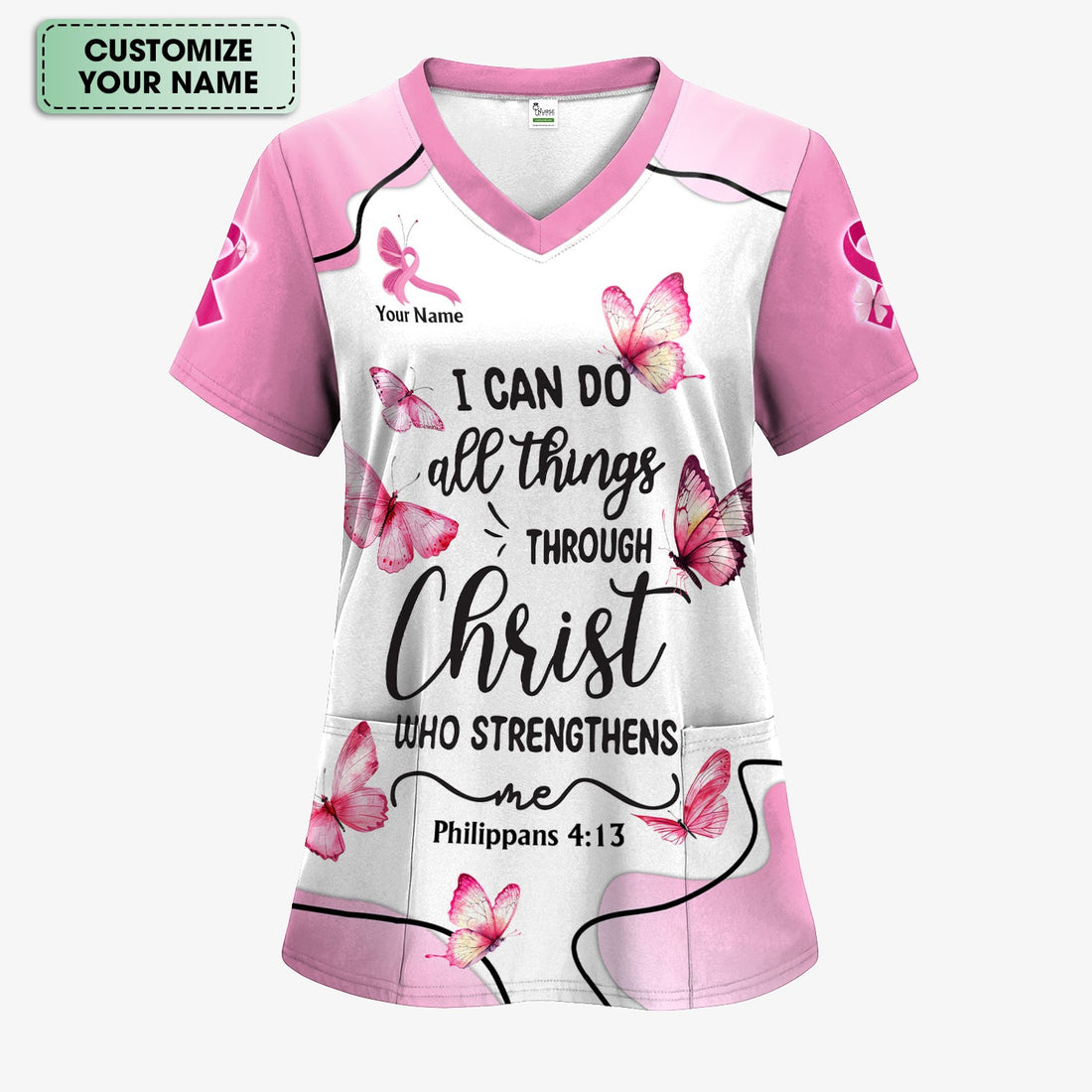 Personalized Christian Nurse Shirt - Faith Jesus Strength Religious Bible Verse Tee - Gift for RN LPN CNA Healthcare Workers
