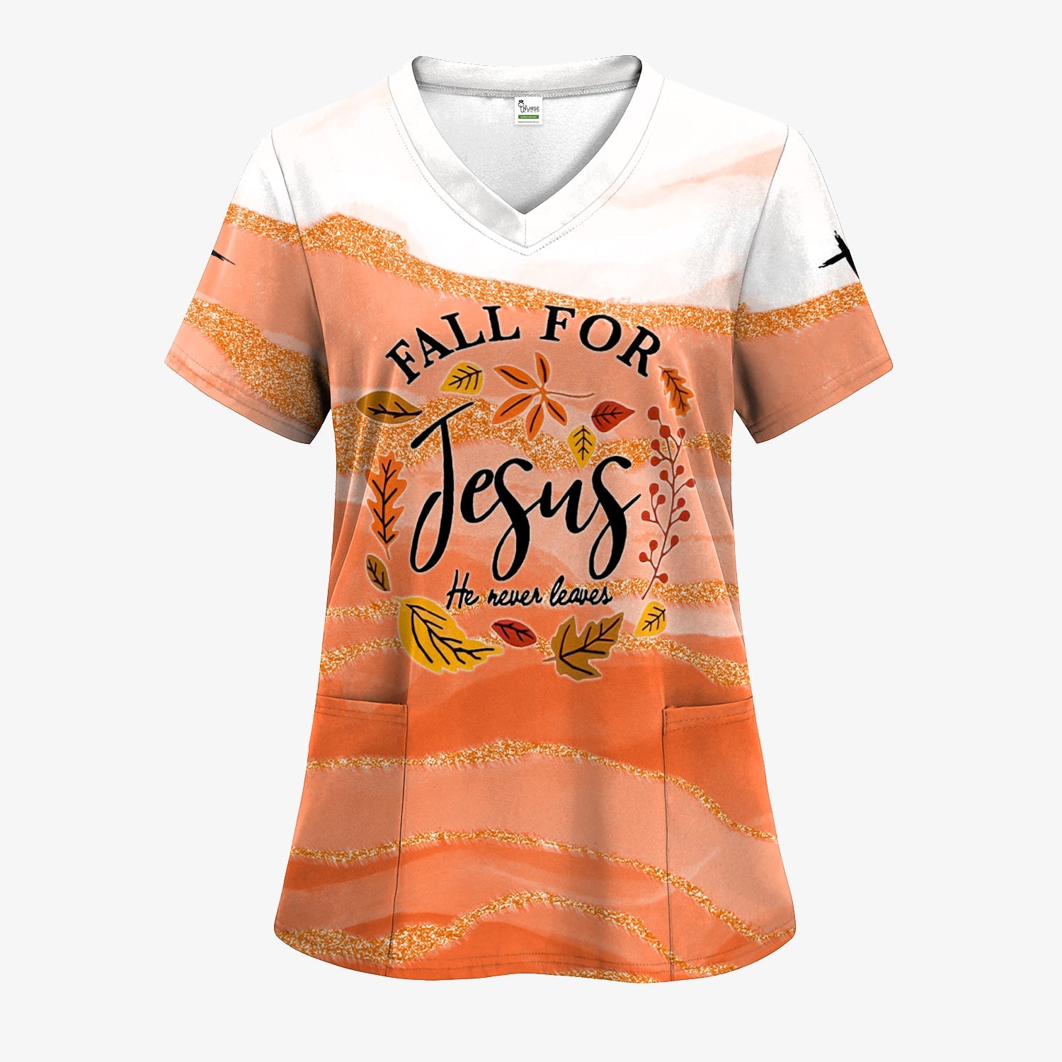 Faith Fall Shirt for Nurses - Fall for Jesus He Never Leaves Graphic Tee - Gift for Women RN LPN CNA