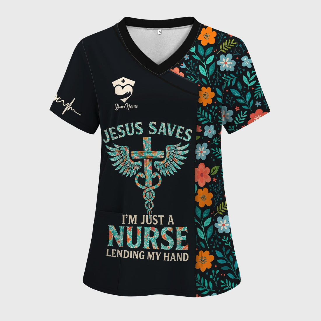 Custom Christian Nurse Shirt Jesus Saves Quote - Faith Based Nursing Graphic Tee - Gift for Healthcare Workers RN LPN
