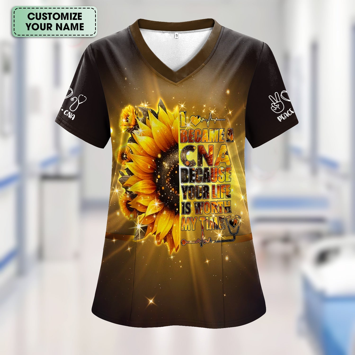 Custom CNA Floral T-Shirt - Your Life Is Worth My Time Design - Gift for Women's CNA & Nursing Assistants