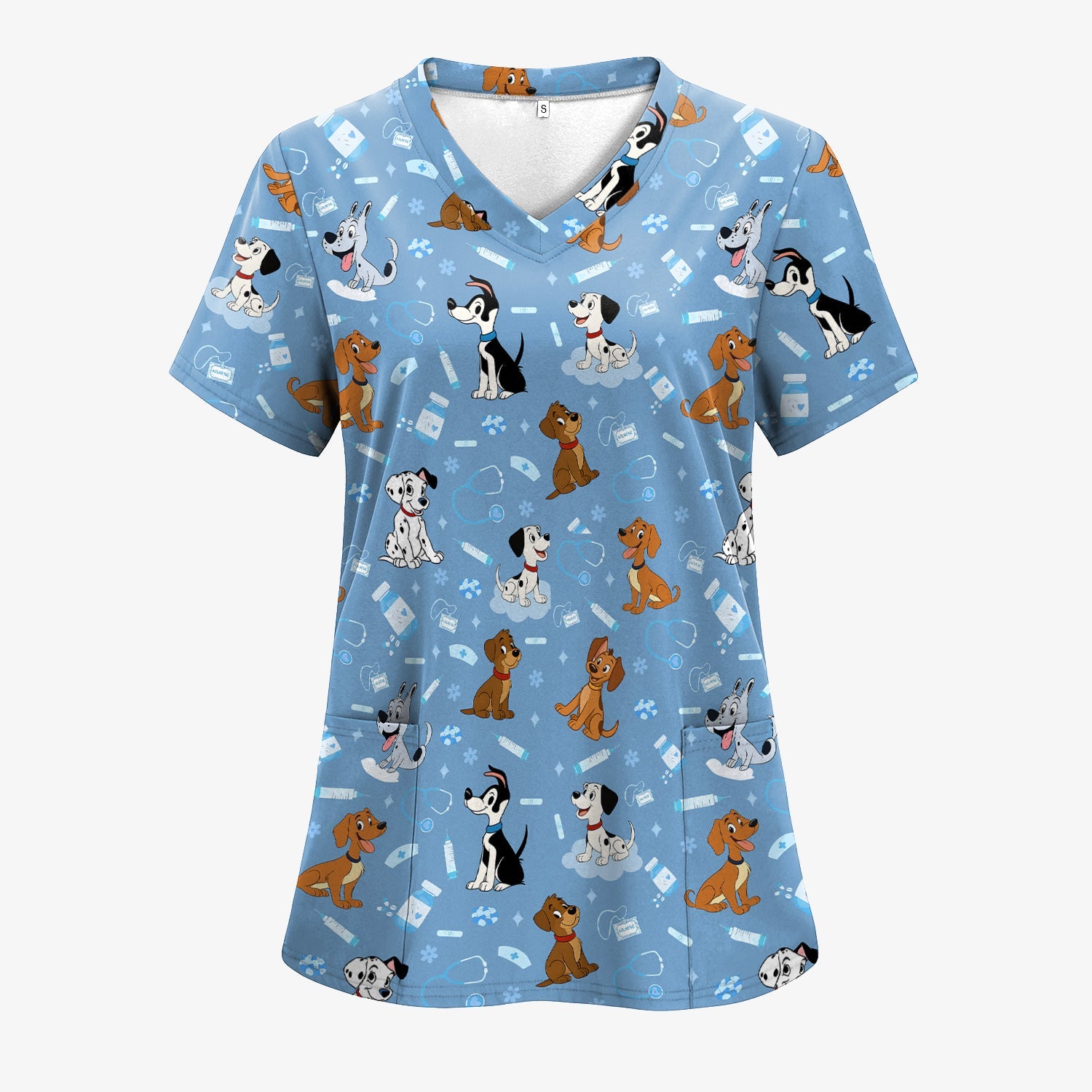 Cute Cartoon Dog Medical Shirt - Puppy Pattern Top for Veterinarians, Vet Techs, Animal Lovers - Fun Pet Care Gift for Dog Mom and Dad