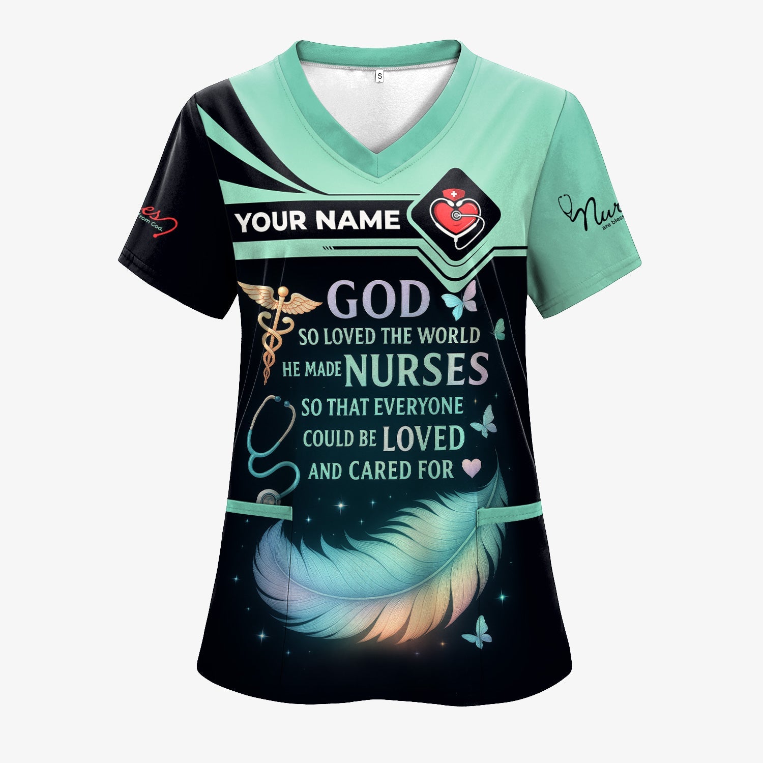 Personalized Nurse Shirt - God Loved The World He Made Nurses - Inspirational Nurse T-shirt for RN, CNA, LPN Healthcare Workers