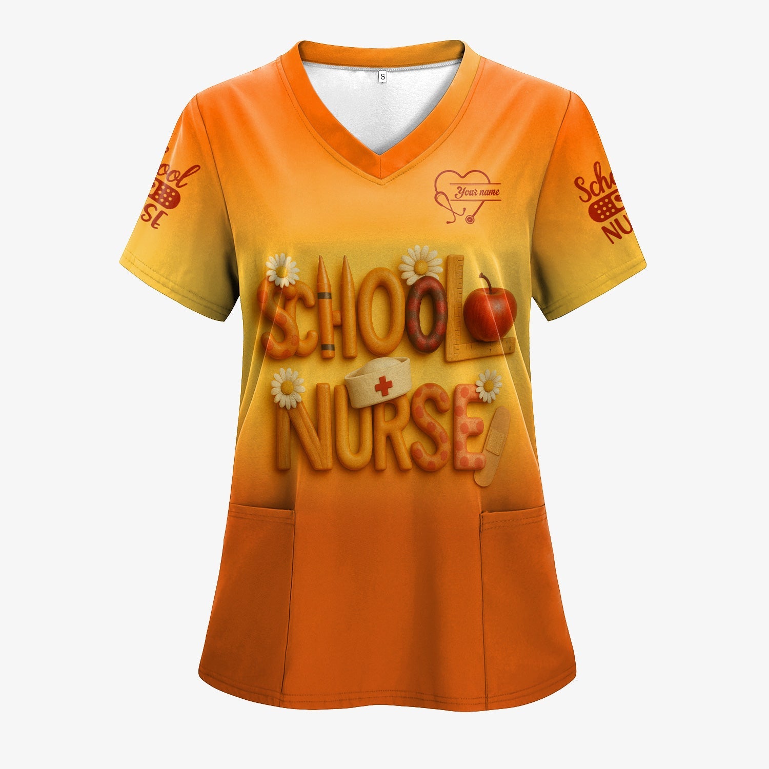 Personalized School Nurse T-Shirt - Fun Classroom & Medical Icon Design - Thoughtful Gift for School RN LPN Healthcare Staff