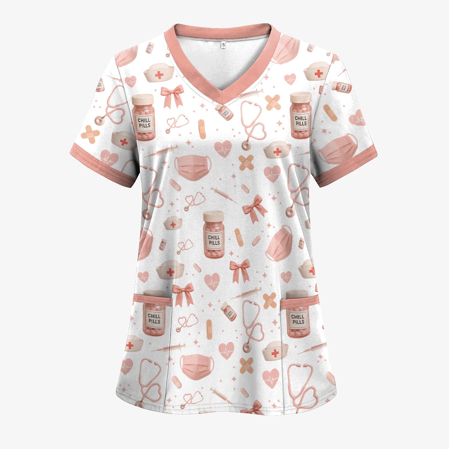 Personalized Kawaii Nurse T-Shirt - Funny Pink Medical Pattern Tee - Gift for RN LPN Nursing Student