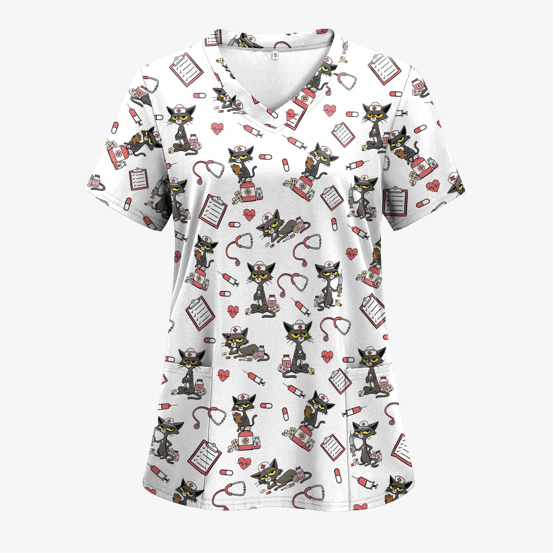 Personalized Funny Nurse Cat Shirt - Cute Black Cat with Stethoscope & Pills - Gift for RN CNA LPN