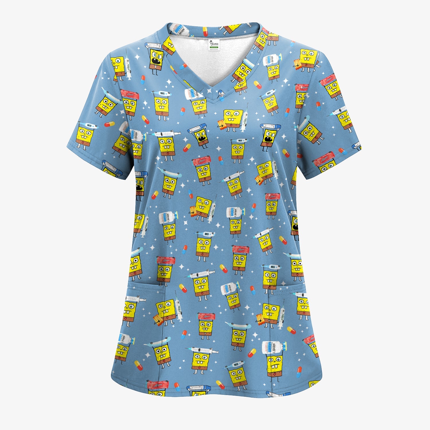 Funny Cartoon Character Shirt - All Over Print Graphic Tee for Women - Gift for RN LPN Healthcare Workers