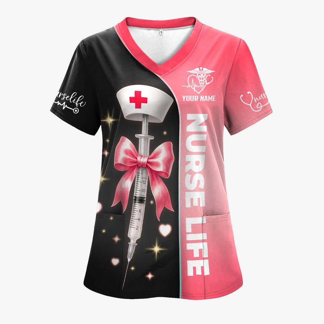 Personalized Nurse Life Shirt - Cute Syringe Bow Design Pink Black - Nursing Requirements Funny Quote Gift