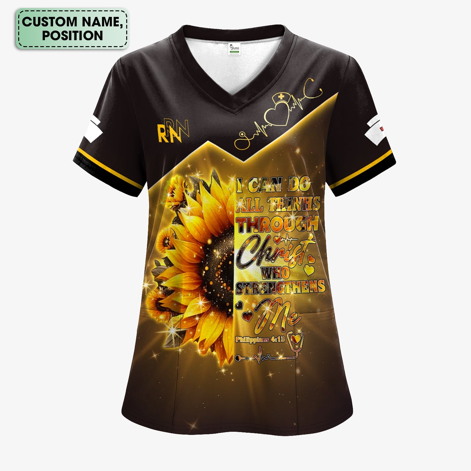 Personalized Faith Nurse Shirt - All Things Through Christ Graphic Tee - Gift for Christian Nurses RN LPN CNA