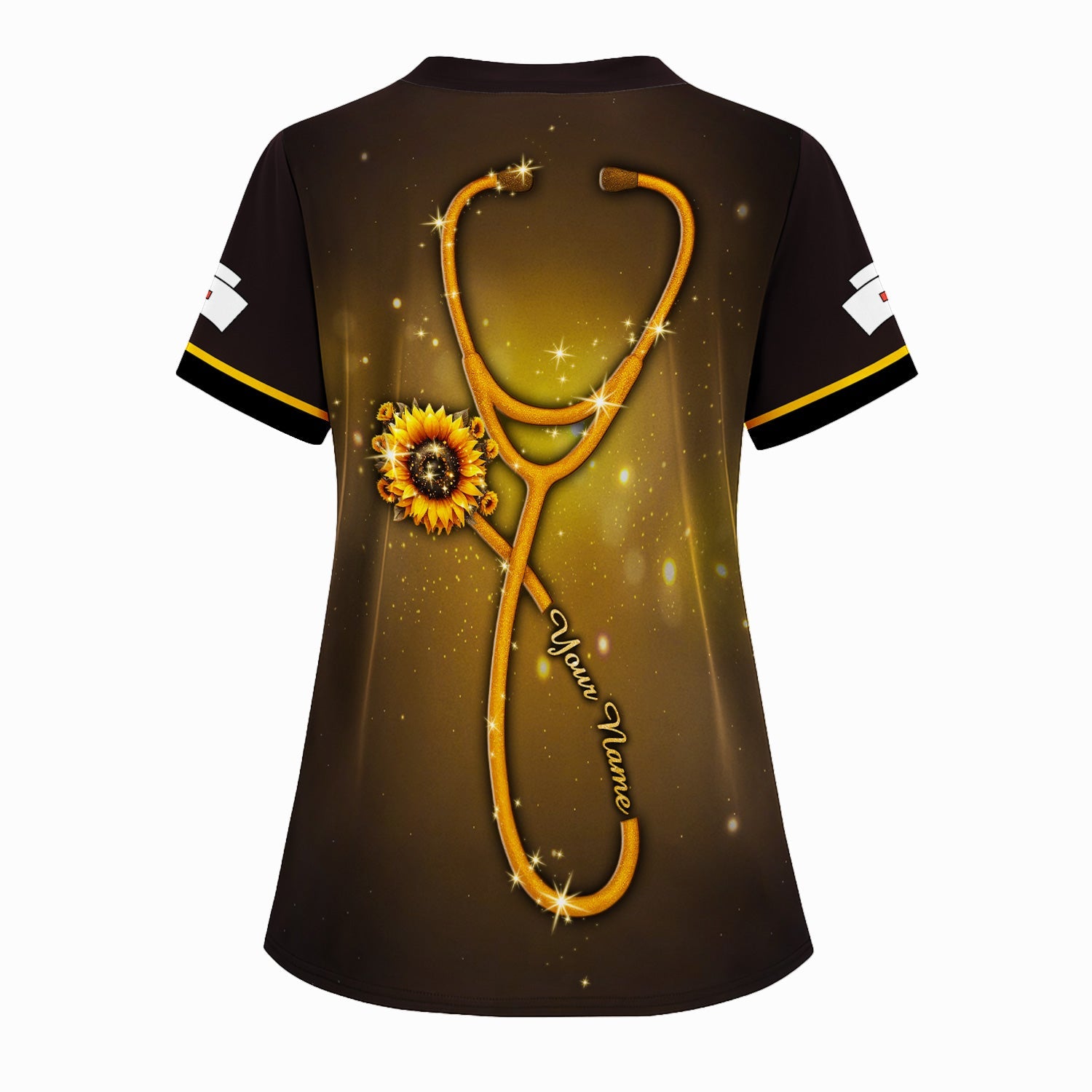 Custom Inspirational CNA T-Shirt - Golden Sunflower & Stethoscope Graphic Tee - Gift for RN LPN Healthcare Workers
