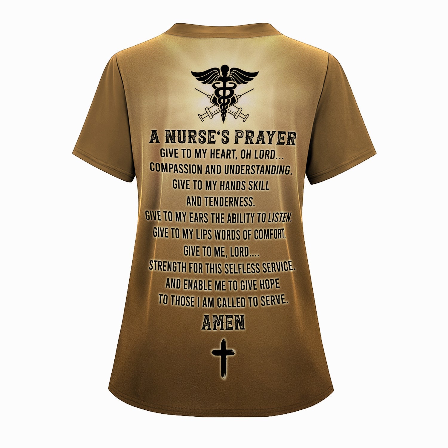 Personalized Christian Nurse Prayer Shirt - A Nurse's Prayer & Caduceus Symbol Graphic Tee - Gift for RN LPN CNA