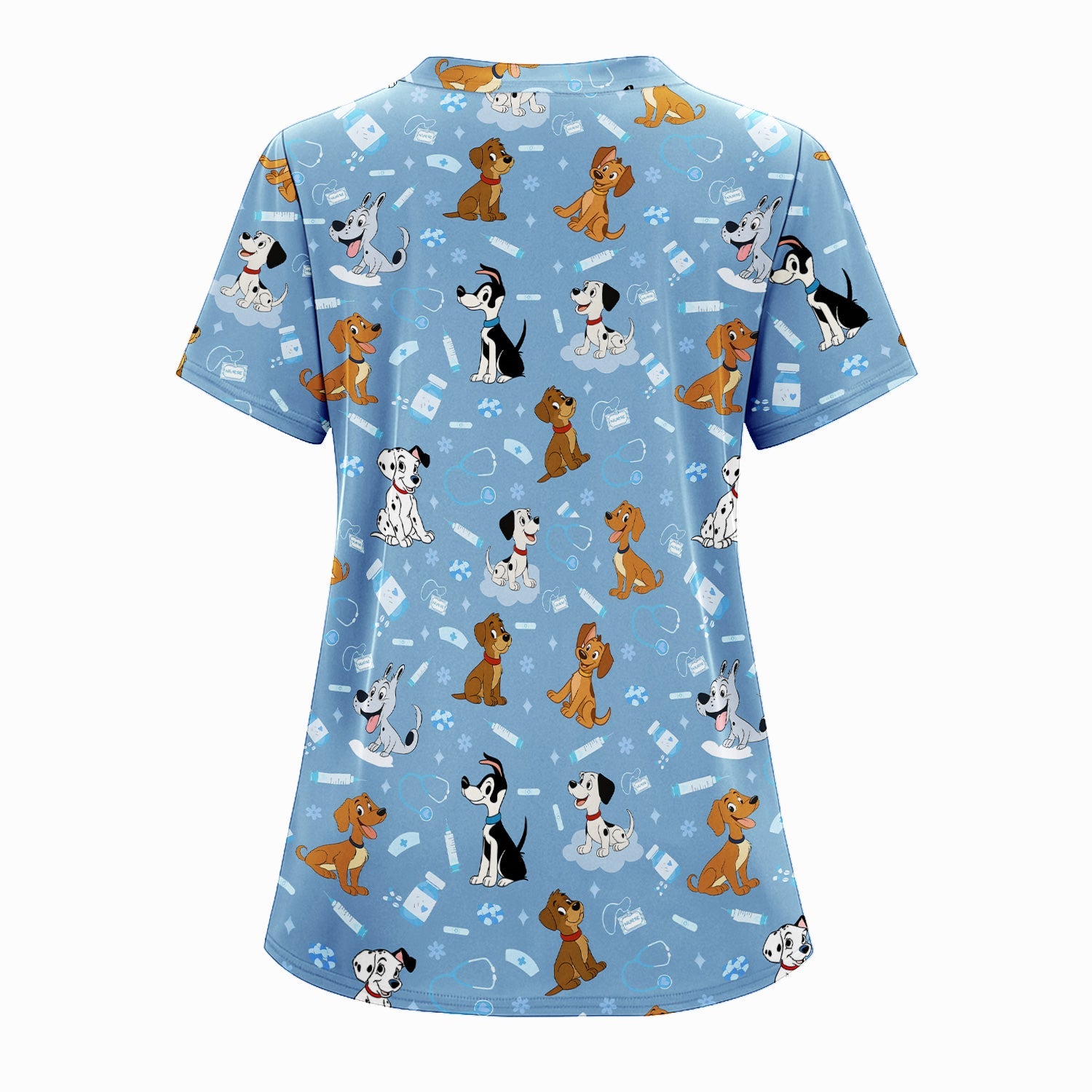Cute Cartoon Dog Medical Shirt - Puppy Pattern Top for Veterinarians, Vet Techs, Animal Lovers - Fun Pet Care Gift for Dog Mom and Dad