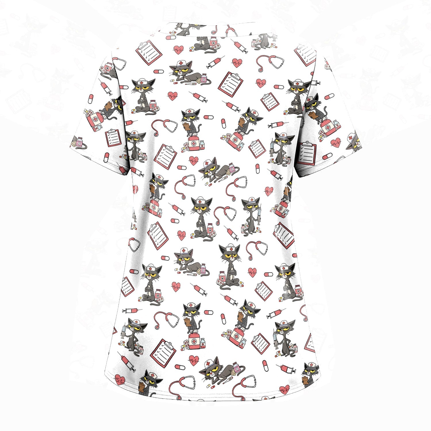 Personalized Funny Nurse Cat Shirt - Cute Black Cat with Stethoscope & Pills - Gift for RN CNA LPN